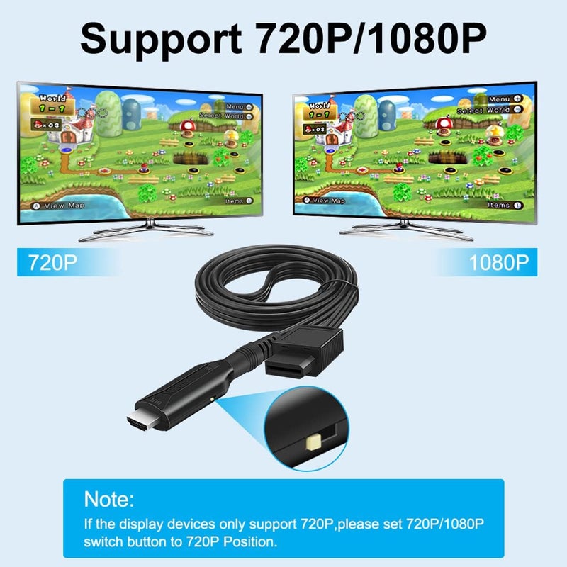 HDSUNWSTD Wii to HDMI 1M(3.2FT) Cable Converter,1080P/ 720P Wii HDMI Adapter Output Video Audio Wii HDMI Converter Supports All Wii Display Modes, NTSC .Compatible with Wii, Wii U, HDTV - Image 5